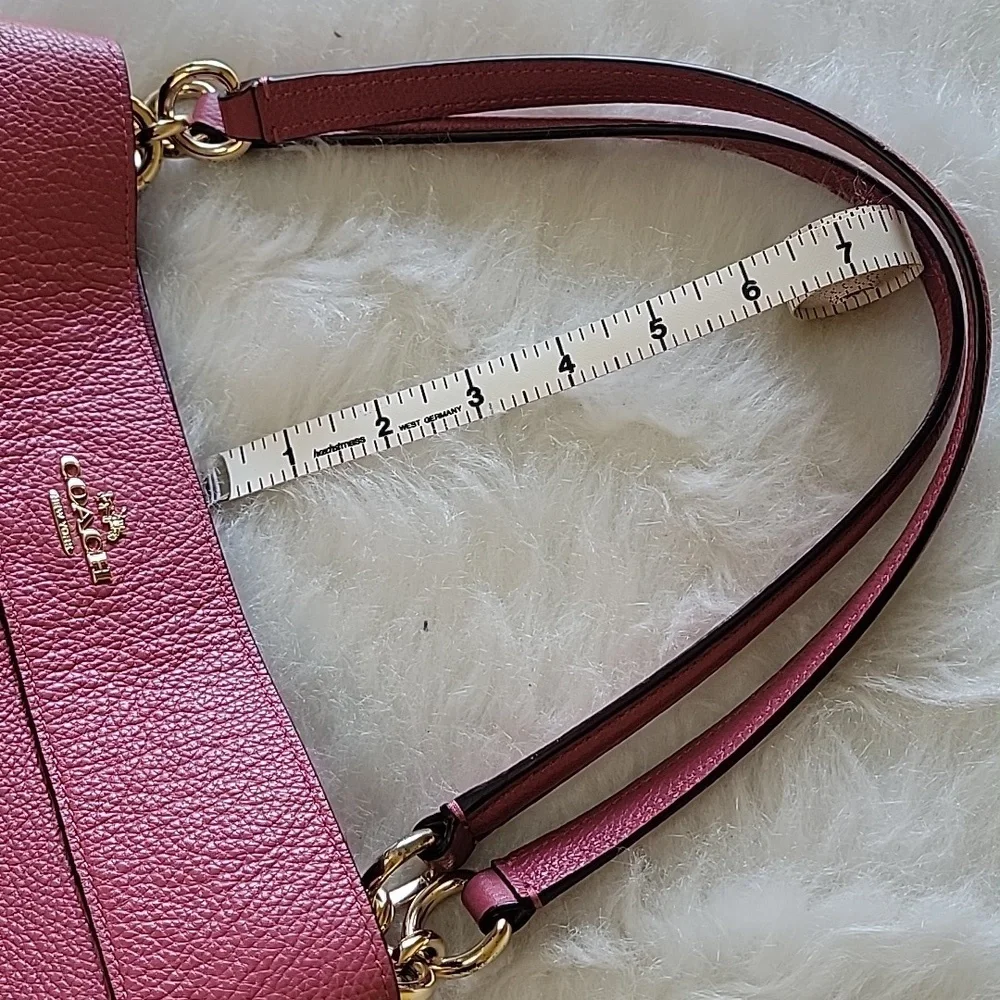 COACH Lexy Large Pink Rose Pebbled Leather‎ Suede Double Handle Shoulder Bag